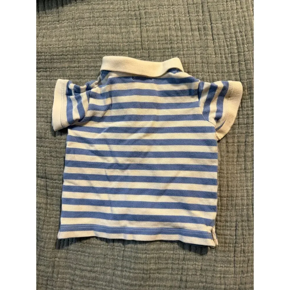Ralph Lauren Baby Polo Shirt Striped Blue Yellow Top Size 9 Months 100% Cotton